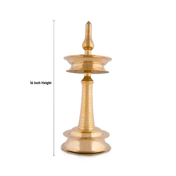 Kerala Vilakku - 16 Inches | 5 Face Nilavilakku/ Brass Kerala Lamp for Pooja