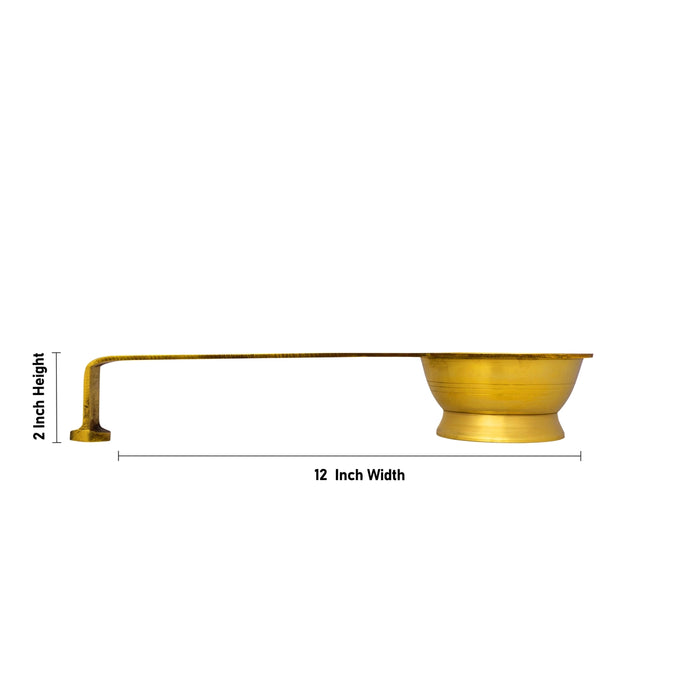 Camphor Burner With Handle - 2 x 12 Inches | Brass Kapoor Dhani/ Brass Aarti for Pooja - Kapur Aarti