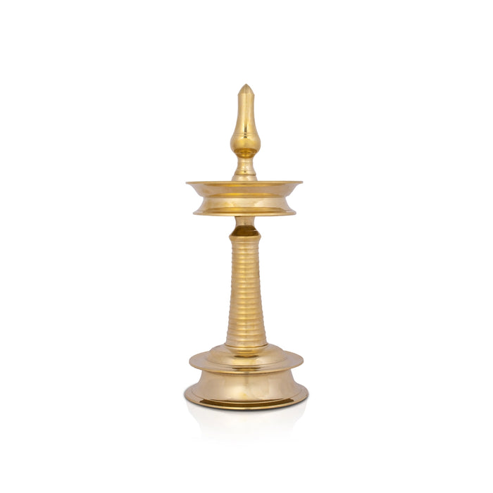 Brass Kerala Fancy Lamp - Round - 12 Inches | Brass Deep/ Brass Lamp for Pooja/ 1180 Gms Approx