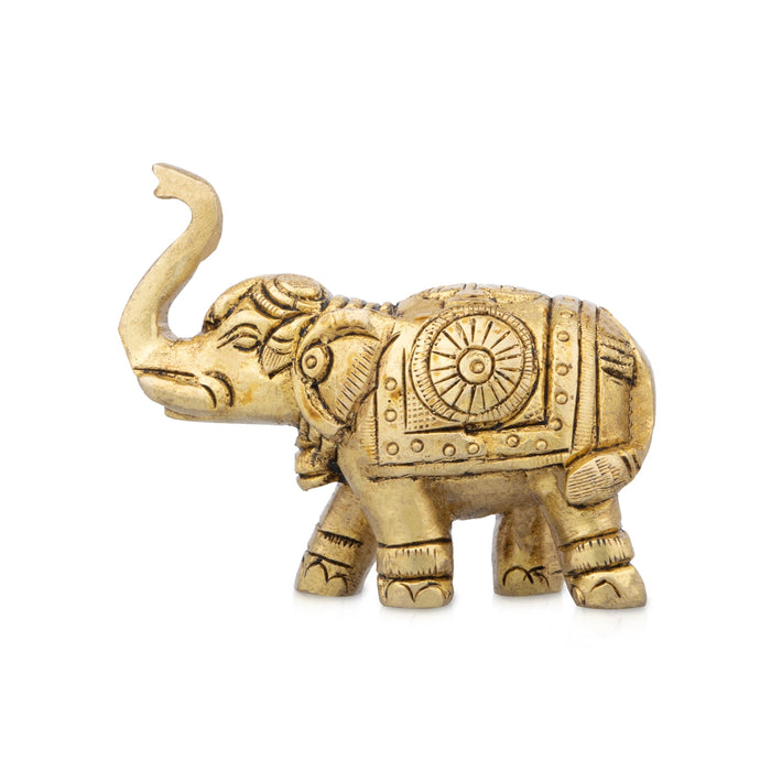 Elephant Statue - 2 x 2.5 Inches | Elephant Figurine/ Antique Brass Idol for Home Decor/ 315 Gms Approx