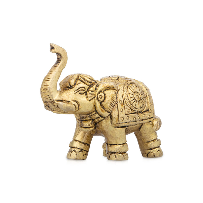 Elephant Statue - 2 x 2.5 Inches | Elephant Figurine/ Antique Brass Idol for Home Decor/ 315 Gms Approx