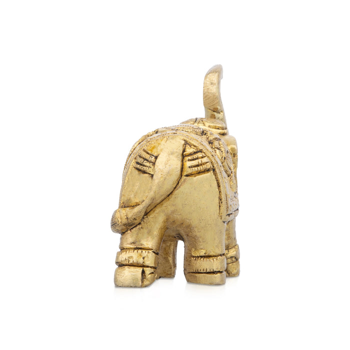 Elephant Statue - 2 x 2.5 Inches | Elephant Figurine/ Antique Brass Idol for Home Decor/ 315 Gms Approx