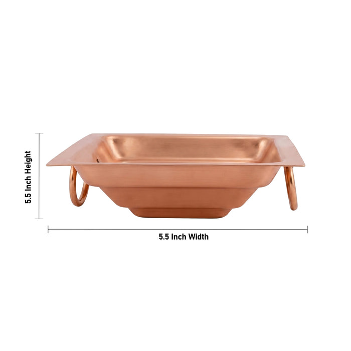 Havan Kund Without Stand - 5.5 x 5.5 Inches | Copper Agnihotra Kund Without Handle/ Yagna Kund for Pooja