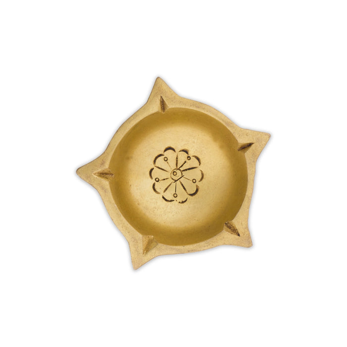 5 Face Agal Vilakku with Base - 1.75 x 2.75 Inches | Antique Brass Lamp / Brass Vilakku / Deep for Pooja - Karthik Lamps