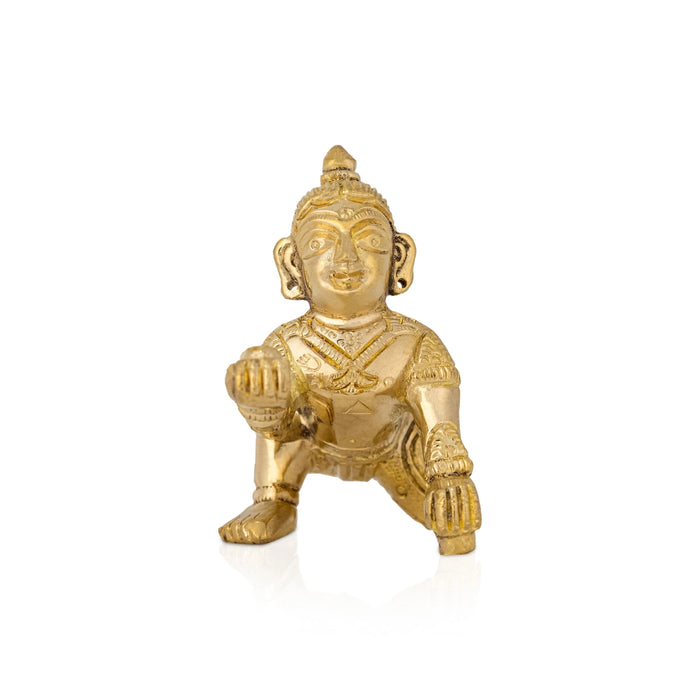 Crawling Krishna Murti - 3 x 1.5 Inches | Brass Krishna Idol/ Krishna Statue/ Laddu Gopal Murti For Worship - Brass Murties