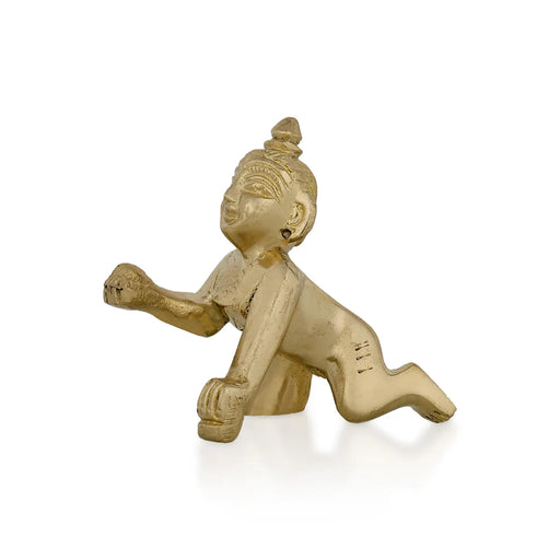 Crawling Krishna Murti - 2.5 X 2.5 Inches | Brass Idol/ Laddu Gopal Murti/ Krishna Idol For Divine Blessings - Brass Murties