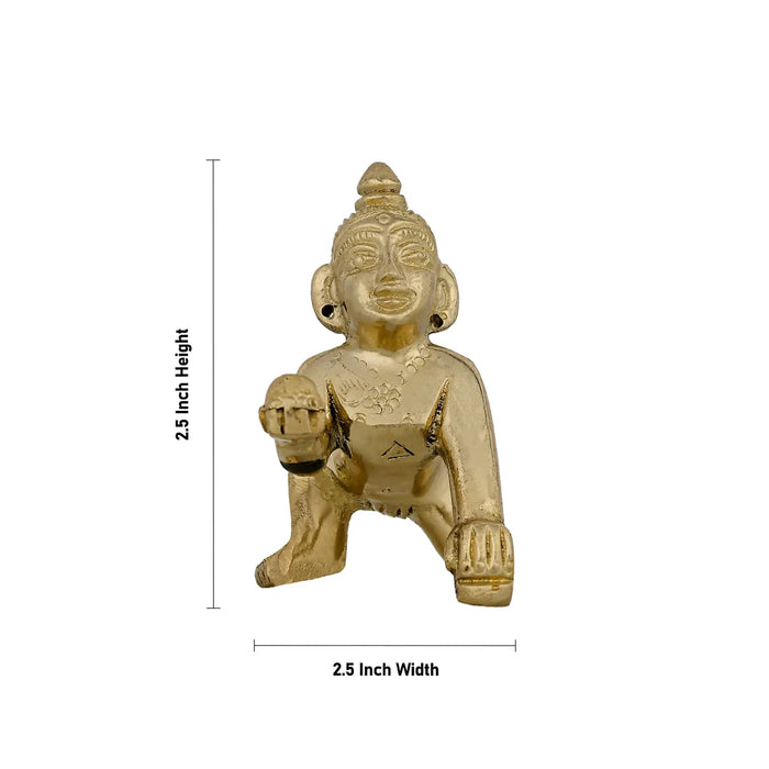 Crawling Krishna Murti - 2.5 X 2.5 Inches | Brass Idol/ Laddu Gopal Murti/ Krishna Idol For Divine Blessings - Brass Murties