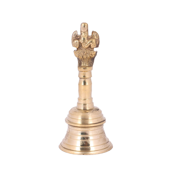 Hand Bell - 4.25 x 1.75 Inches | Ganesh Handle Ghanti/ Pooja Bell/ Brass Bell for Home - Pooja Bells