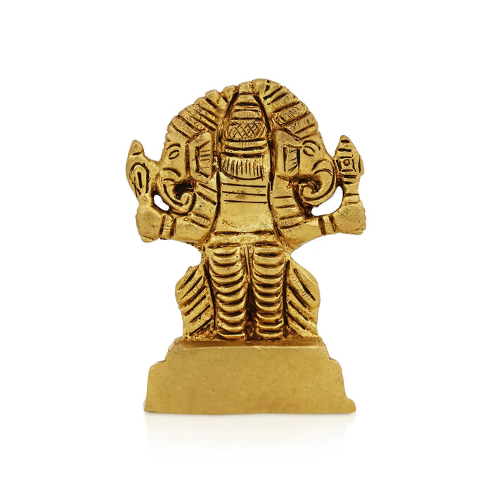 Panchamuga Ganesha Statue - 2 x 2.75 Inches | Antique Finish Vinayagar Statue/ Brass Statue for Pooja