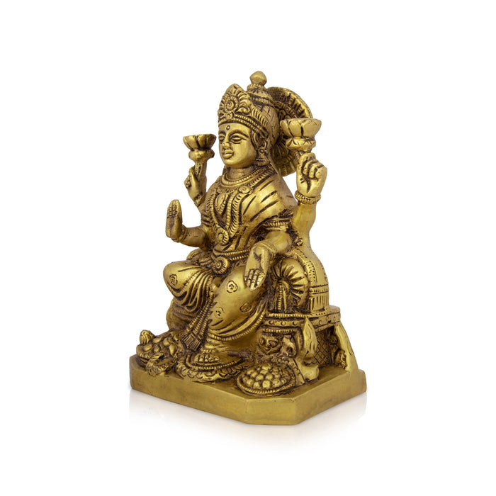 Lakshmi Idol - 6.5 x 4.5 Inches | Antique Brass Idol/ Laxmi Murti/ Lakshmi Murti for Pooja/ 1.700 Kgs Approx - Brass Murties