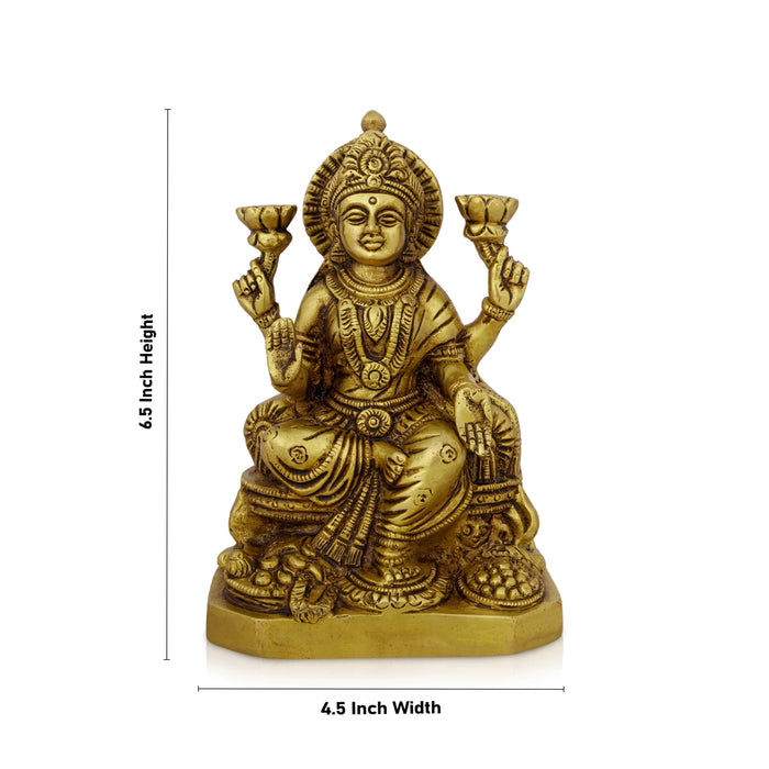 Lakshmi Idol - 6.5 x 4.5 Inches | Antique Brass Idol/ Laxmi Murti/ Lakshmi Murti for Pooja/ 1.700 Kgs Approx - Brass Murties
