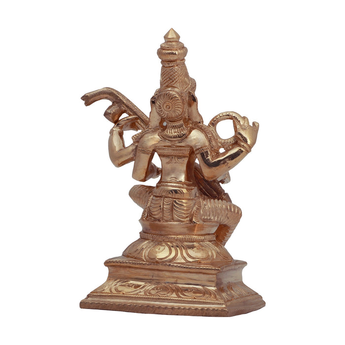 Saraswati Murti Sitting On Base - 5 x 3 Inches | Panchaloha Statue/ Saraswati Moorti for Pooja - Panchaloha Murties