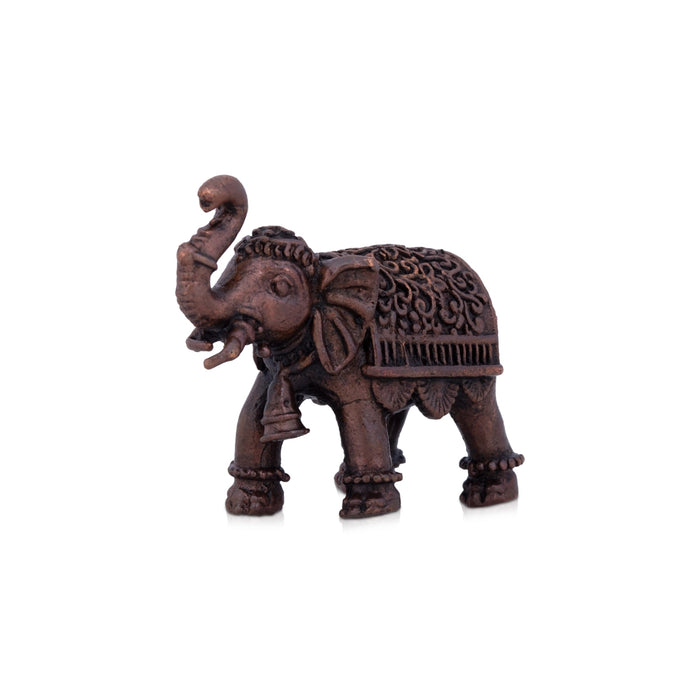 Elephant Statue - 2 x 1.25 Inches | Copper Idol/ Elephant Figurine for Home/ 70 Gms Approx - Table Stand Accessories