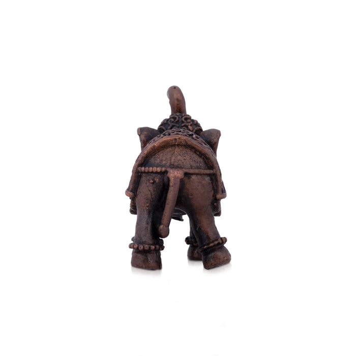 Elephant Statue - 2 x 1.25 Inches | Copper Idol/ Elephant Figurine for Home/ 70 Gms Approx - Table Stand Accessories