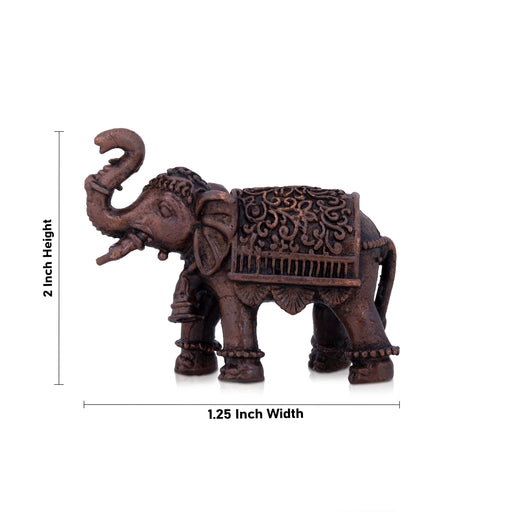 Elephant Statue - 2 x 1.25 Inches | Copper Idol/ Elephant Figurine for Home/ 70 Gms Approx - Table Stand Accessories