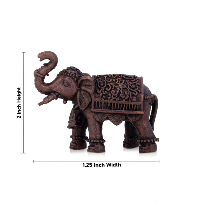 Elephant Statue - 2 x 1.25 Inches | Copper Idol/ Elephant Figurine for Home/ 70 Gms Approx - Table Stand Accessories