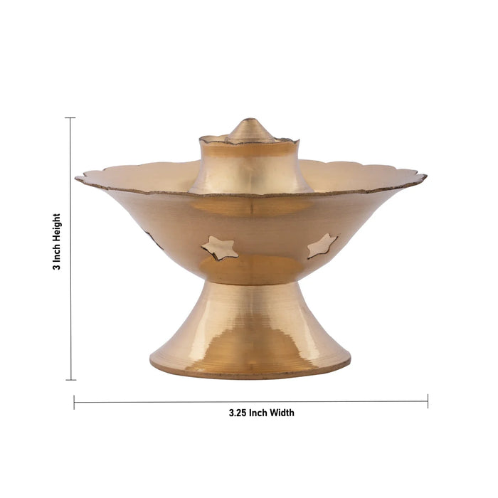 Brass Agarbathi Stand - 3 x 3.25 Inches | Dhoop Dhani/ Incense Holder for Pooja/ 60 Gms Approx