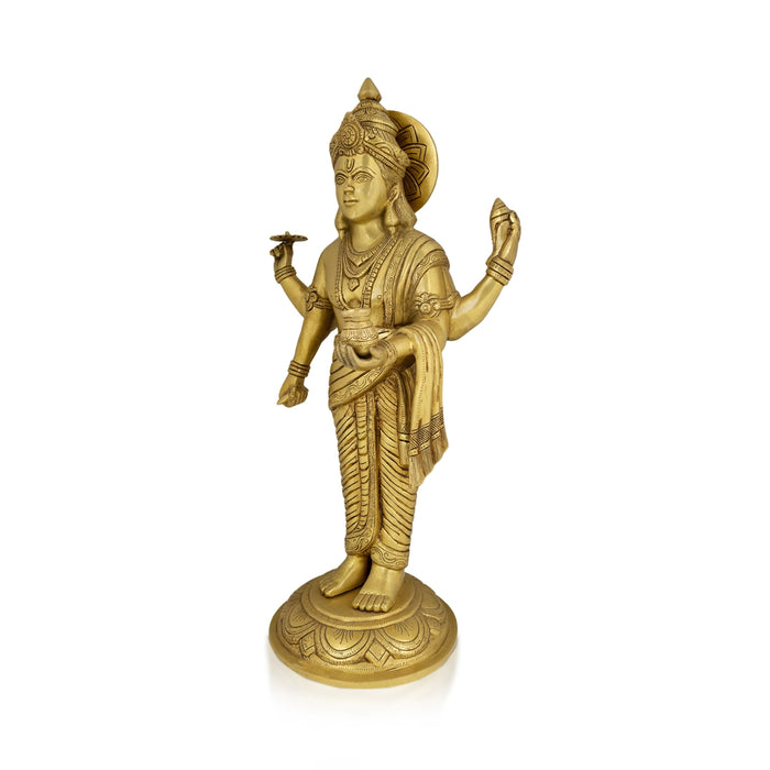 Dhanvantari Murti - 25.5 x 13 Inches | Antique Brass Idol/ Dhanvantari Standing Murti for Pooja - Brass Murties