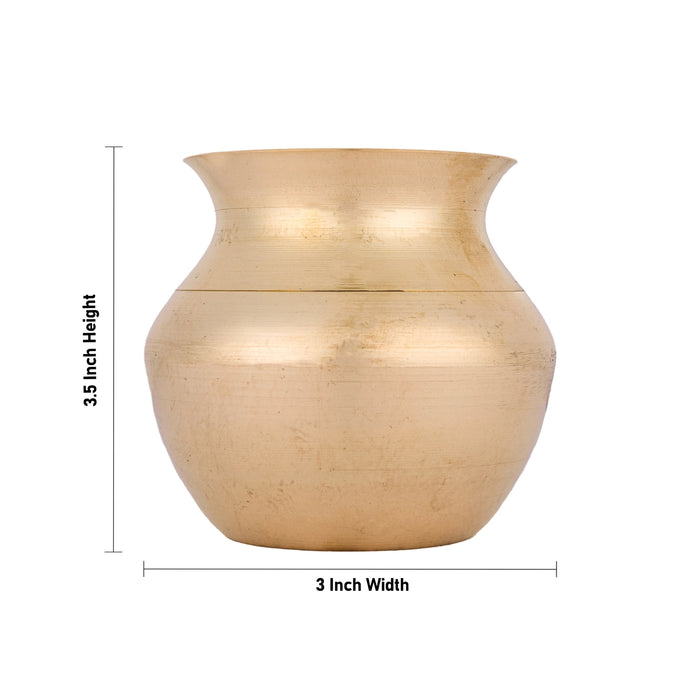 Brass Lota - 3.5 x 3 Inches | Chombu / Pooja Pot / Brass Kalash for Home & Pooja