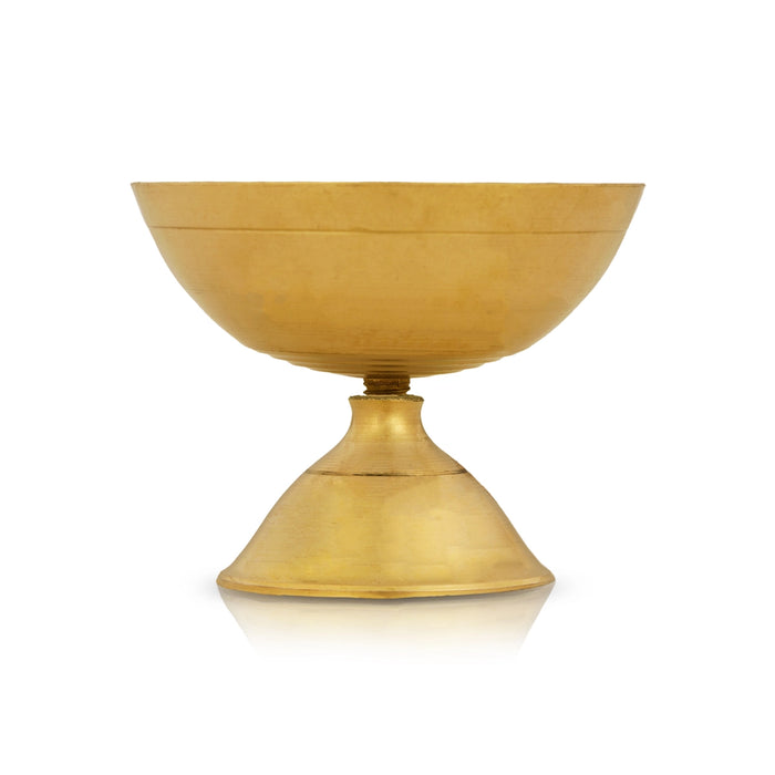 Nanda Deepam With Base - 2.5 x 3.5 Inches | Brass Lamp/ Nanda Vilakku/ Nandha Vilakku for Pooja - Nanda Deep & Pyali Deep