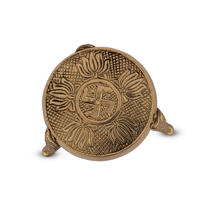 Mukkali Stool - 2.25 x 2.75 Inches | Brass Pooja Stand/ Brass Stand/ Mukkali Stand for Deity/ 140 Gms Approx - Pooja Aasan & Bajot & Pooja Mat