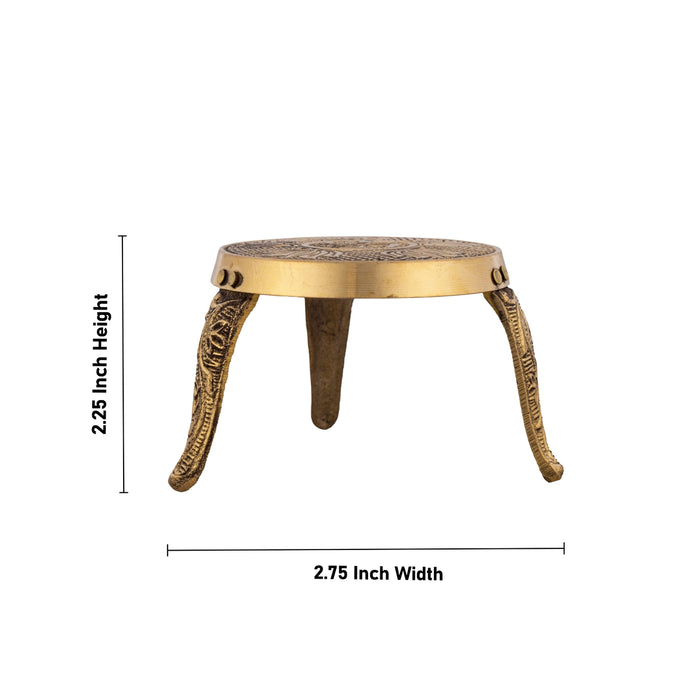 Mukkali Stool - 2.25 x 2.75 Inches | Brass Pooja Stand/ Brass Stand/ Mukkali Stand for Deity/ 140 Gms Approx - Pooja Aasan & Bajot & Pooja Mat