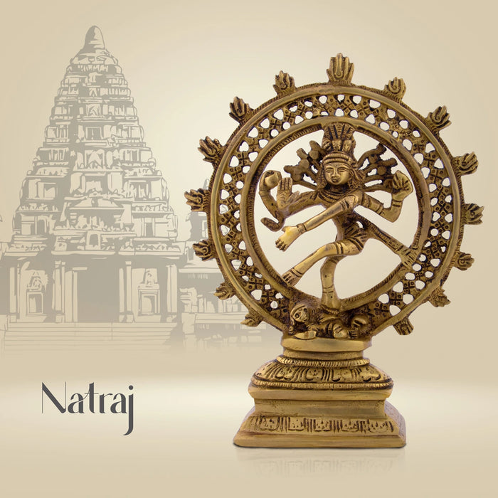 Natraj Murti - 18 x 8 Inches | Antique Brass Statue / Nataraja Vigraham for Pooja