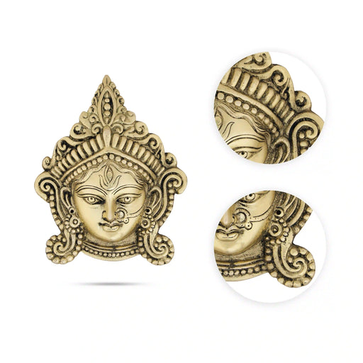 Amman Face Wall Hanging - 6.5 x 5.5 Inches | Brass Ammavari Face/ Brass Hanger for Home Decor/ 630 Gms Approx - Wall Hanging