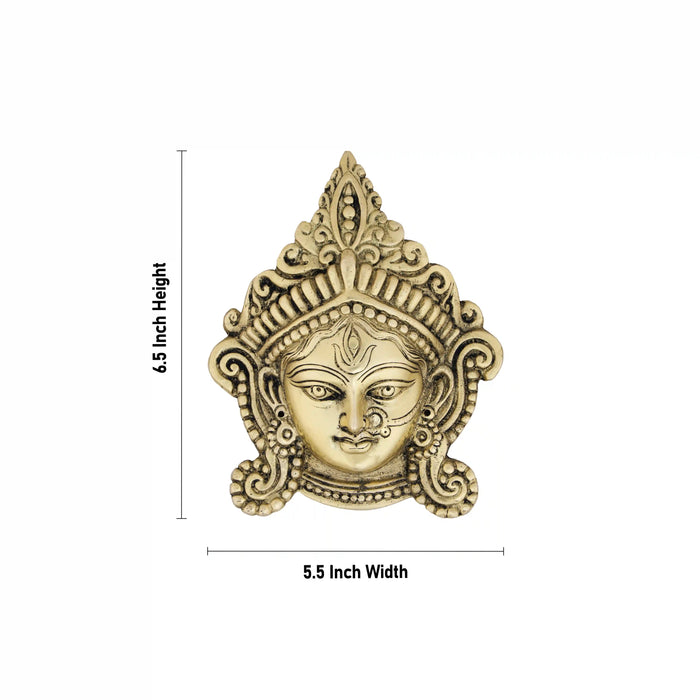 Amman Face Wall Hanging - 6.5 x 5.5 Inches | Brass Ammavari Face/ Brass Hanger for Home Decor/ 630 Gms Approx - Wall Hanging