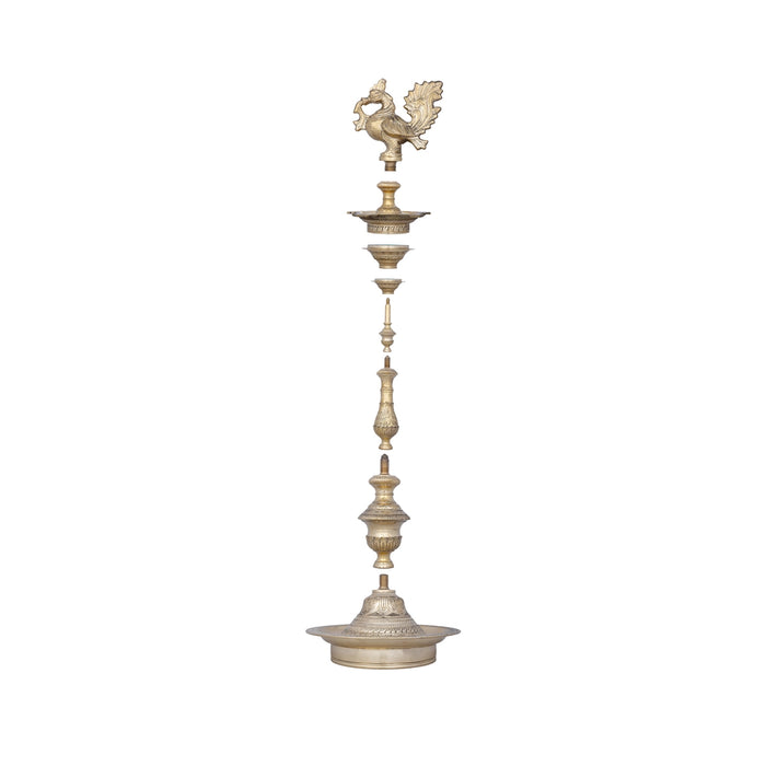 Brass Kuthu Vilakku - 36 x 10.5 Inches | Annapakshi Nagas Kuthu Vilakku / Deepam for Pooja