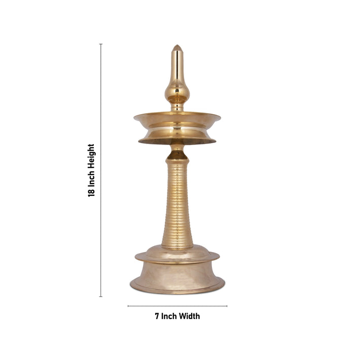Brass Kerala Fancy Lamp - Round - 18 Inches | Brass Deep/ Brass Lamp for Pooja/ 2700 Gms Approx