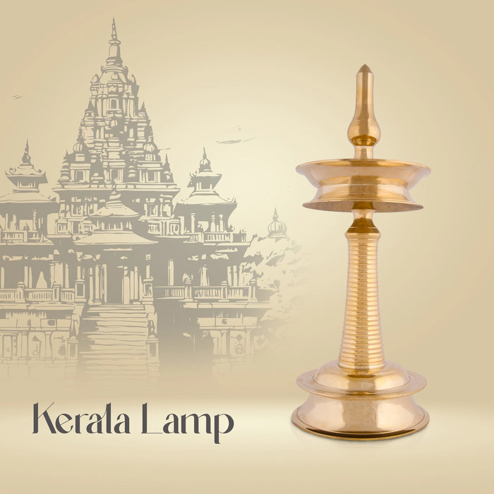 Kerala Kuthuvilakku - 22 Inches | Brass Nilavilakku/ Brass Deepam for Pooja/ 5.300 Kgs Approx - Kerala Vilakku