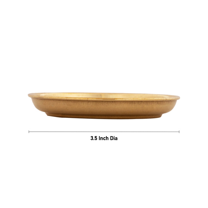 Brass Plate - 3.5 Inches | Pooja Plate / Halwa Thali Plate / Small Plate For Pooja & Naivedyam