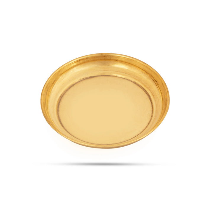 Brass Plate - 3.75 Inches | Halwa Thali Plate/ Pooja Plate/ Small Plate For Naivedyam And Pooja