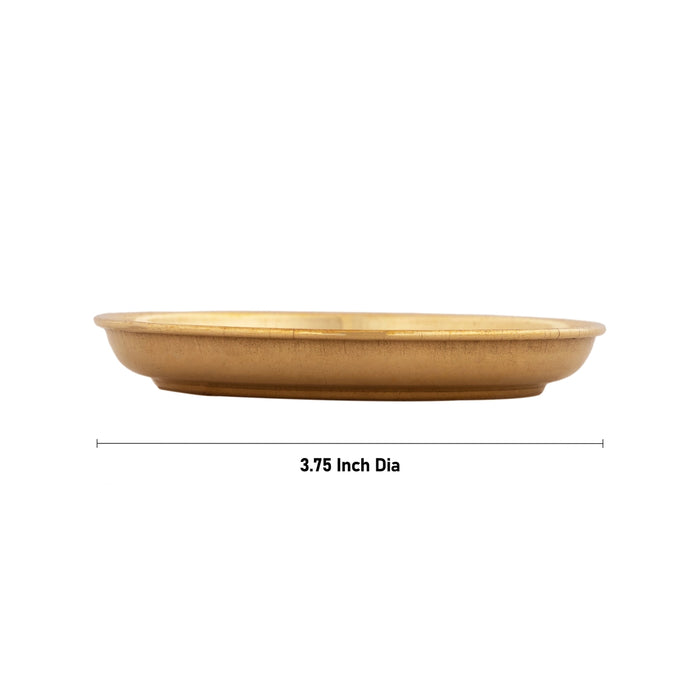 Brass Plate - 3.75 Inches | Halwa Thali Plate/ Pooja Plate/ Small Plate For Naivedyam And Pooja