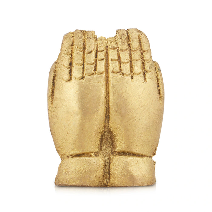 Hand Ganesh Murti - 1 x 1 Inch | Antique Brass Idol/ Vinayagar Statue/ Ganapati Idol for Pooja/ 20 Gms Approx - Brass Murties