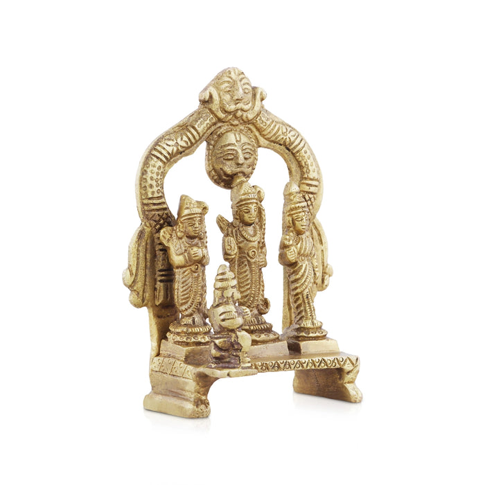 Ram Darbar Murti with Arch - 4 x 3 Inches | Antique Brass Idol/ Ram Darbar Idol for Pooja/ 260 Gms Approx - Brass Murties