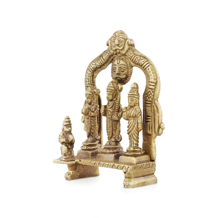 Ram Darbar Murti with Arch - 4 x 3 Inches | Antique Brass Idol/ Ram Darbar Idol for Pooja/ 260 Gms Approx - Brass Murties