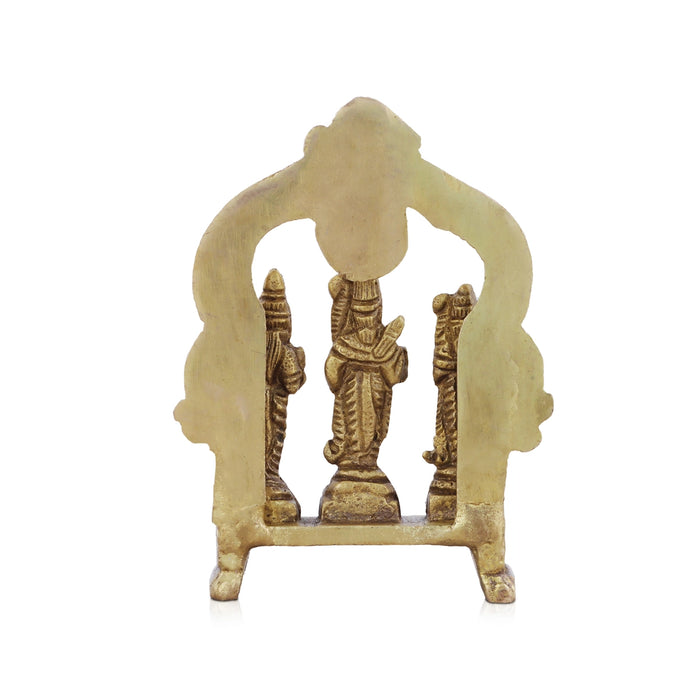 Ram Darbar Murti with Arch - 4 x 3 Inches | Antique Brass Idol/ Ram Darbar Idol for Pooja/ 260 Gms Approx - Brass Murties
