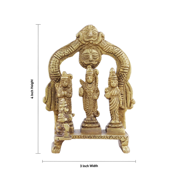 Ram Darbar Murti with Arch - 4 x 3 Inches | Antique Brass Idol/ Ram Darbar Idol for Pooja/ 260 Gms Approx - Brass Murties