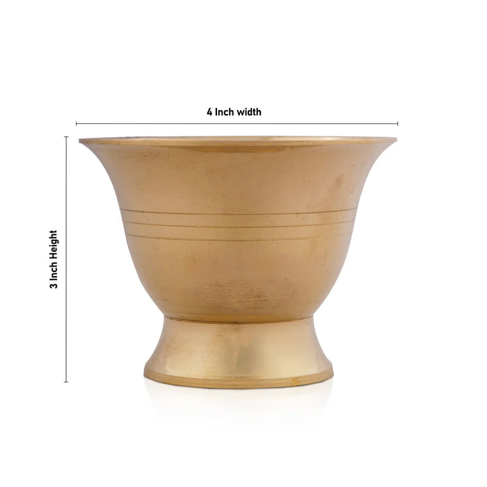 Brass Cup - 3 x 4 Inches | Katori/ Pooja Bowl for Home/ 240 Gms Approx