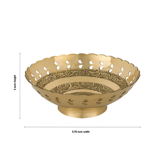Brass Bowl With Base - 2 x 5.75 Inches | Pooja Bowl/ Brass Katora/ Puja Bowl/ Pooja Cup for Home/ 160 Gms Approx - Bowls