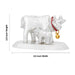 Cow With Calf Idol With Base - 2.5 x 3.5 Inches | White Metal Kamdhenu Cow And Calf Statue for Home Decor - Table Stand Accessories