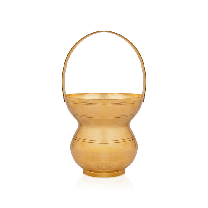 Brass Kamandalam - 8 x 5.5 Inches | Brass Kindi/ Kamandal With Handle/ Brass Kalash for Home & Pooja Space
