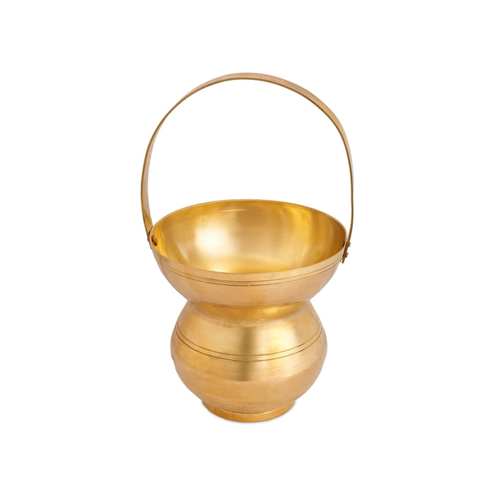 Brass Kamandalam - 8 x 5.5 Inches | Brass Kindi/ Kamandal With Handle/ Brass Kalash for Home & Pooja Space