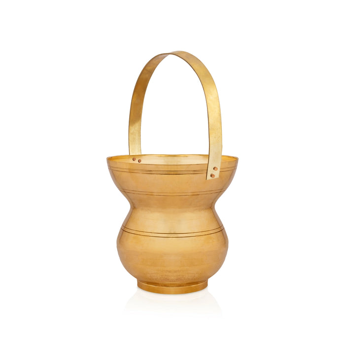 Brass Kamandalam - 8 x 5.5 Inches | Brass Kindi/ Kamandal With Handle/ Brass Kalash for Home & Pooja Space