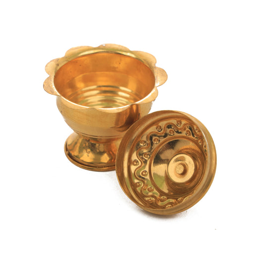 Brass Kumkum Pot - 2.5 x 2 Inches | Kumkum Bharani/ Poonam Design Sindoor Pot for Pooja/ 20 Gms Approx - Sindoor Box