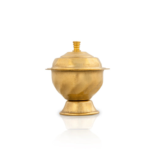 Kumkum Box - 2.5 x 2 Inches | Ruby Design Kumkum Bharani/ Brass Sindoor Pot for Home/ 20 Gms Approx - Sindoor Box