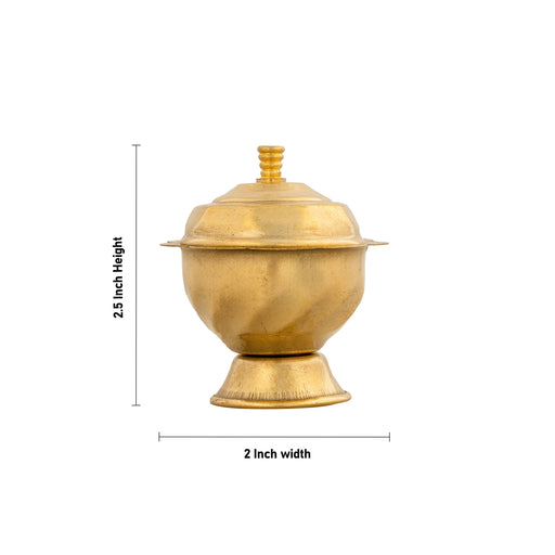 Kumkum Box - 2.5 x 2 Inches | Ruby Design Kumkum Bharani/ Brass Sindoor Pot for Home/ 20 Gms Approx - Sindoor Box
