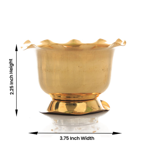 Brass Bowl With Base - 2.25 x 3.75 Inches | Pooja Bowl/ Brass Cup/ Chandan Cup for Home - Bowls